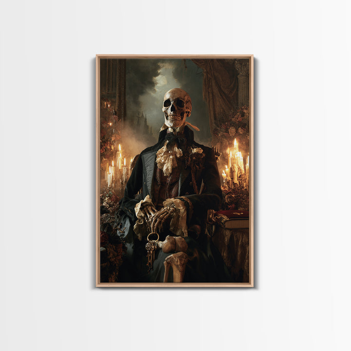 The Crypt Chamberlain, Victorian Skeleton Portrait, Vertical Canvas Print, Antique Style Decor, Gothic Wall Decor, Classic Monster Art