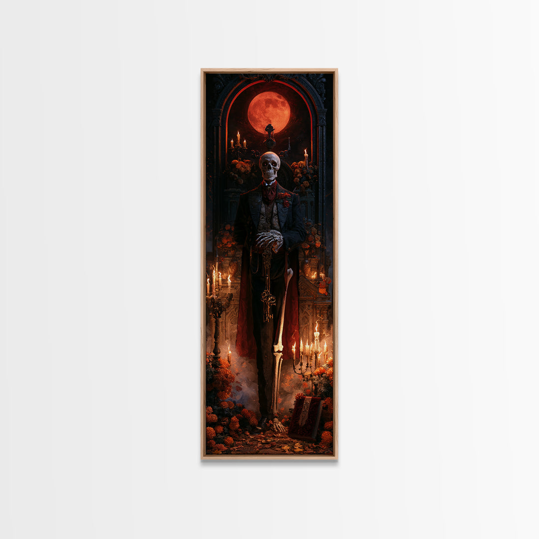 The Crypt Chamberlain, Victorian Skeleton Portrait, Tall Narrow Canvas Print, Gothic Home Decor, Gothic Wall Decor, Classic Monster Art