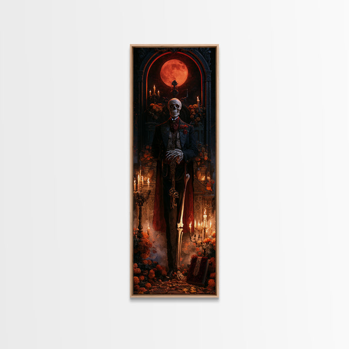 The Crypt Chamberlain, Victorian Skeleton Portrait, Tall Narrow Canvas Print, Gothic Home Decor, Gothic Wall Decor, Classic Monster Art
