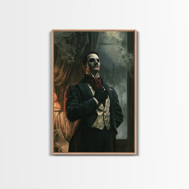 The Opera Phantom, Victorian Phantom Portrait, Vertical Canvas Print, Dark Academia Decor, Canvas Print, Classic Monster Art