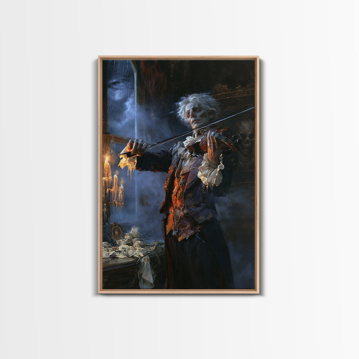 The Phantom Violinist, Victorian Phantom Portrait, Vertical Canvas Print, Macabre Home Decor, Gothic Wall Decor, Classic Monster Art