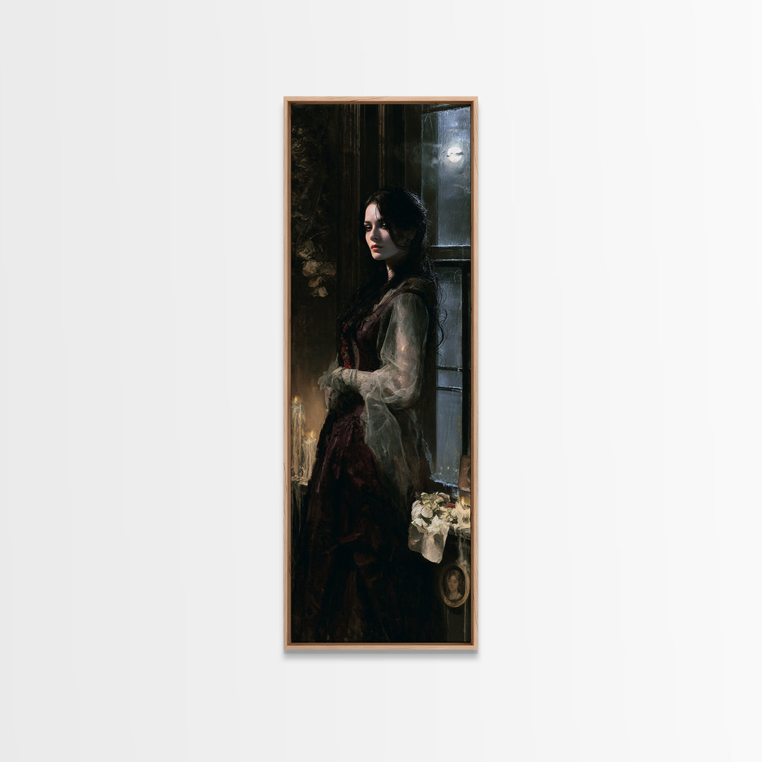 The Lake House Wraith, Victorian Phantom Portrait, Tall Narrow Canvas Print, Gothic Home Decor, Gothic Wall Decor, Classic Monster Art