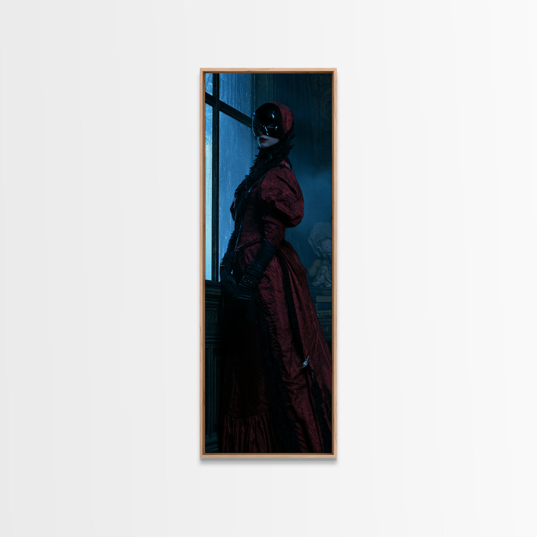 The Velvet Mask Specter, Victorian Phantom Portrait, Tall Narrow Canvas Print, Classic Halloween Decor, Canvas Print, Classic Monster Art
