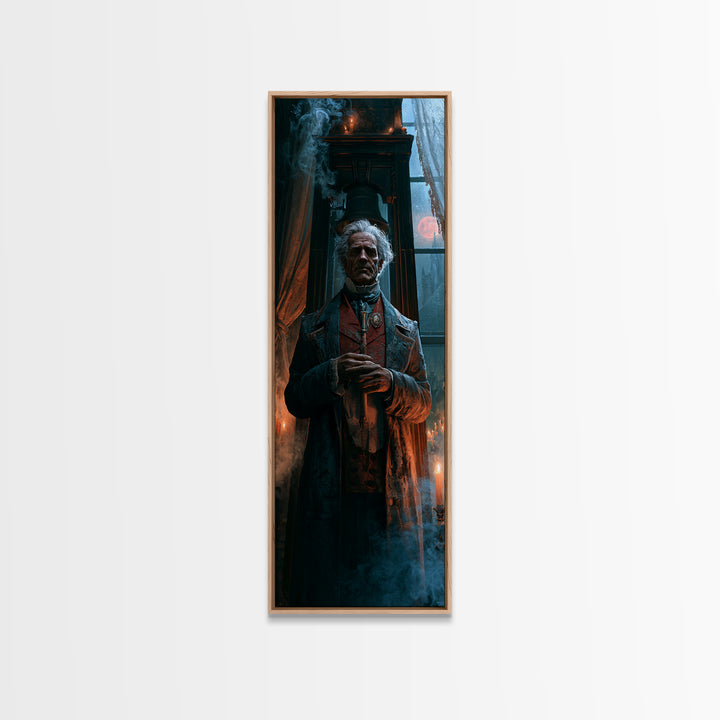 The Tower Bell Phantom, Victorian Phantom Portrait, Tall Narrow Canvas Print, Dark Academia Decor, Antique Horror Decor, Classic Monster Art