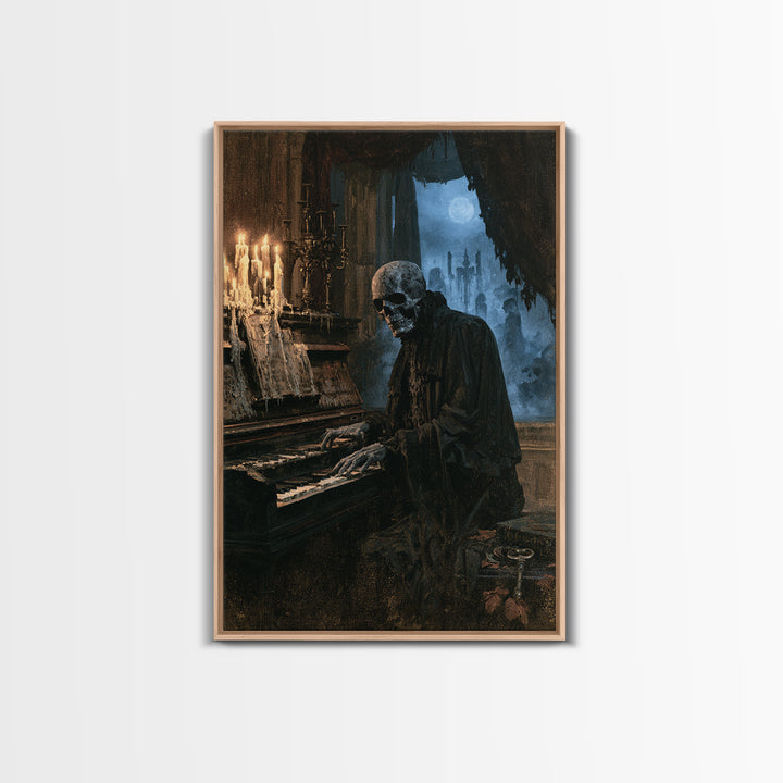 The Cemetery Organist, Victorian Phantom Portrait, Vertical Canvas Print, Antique Style Decor, Gothic Wall Decor, Classic Monster Art