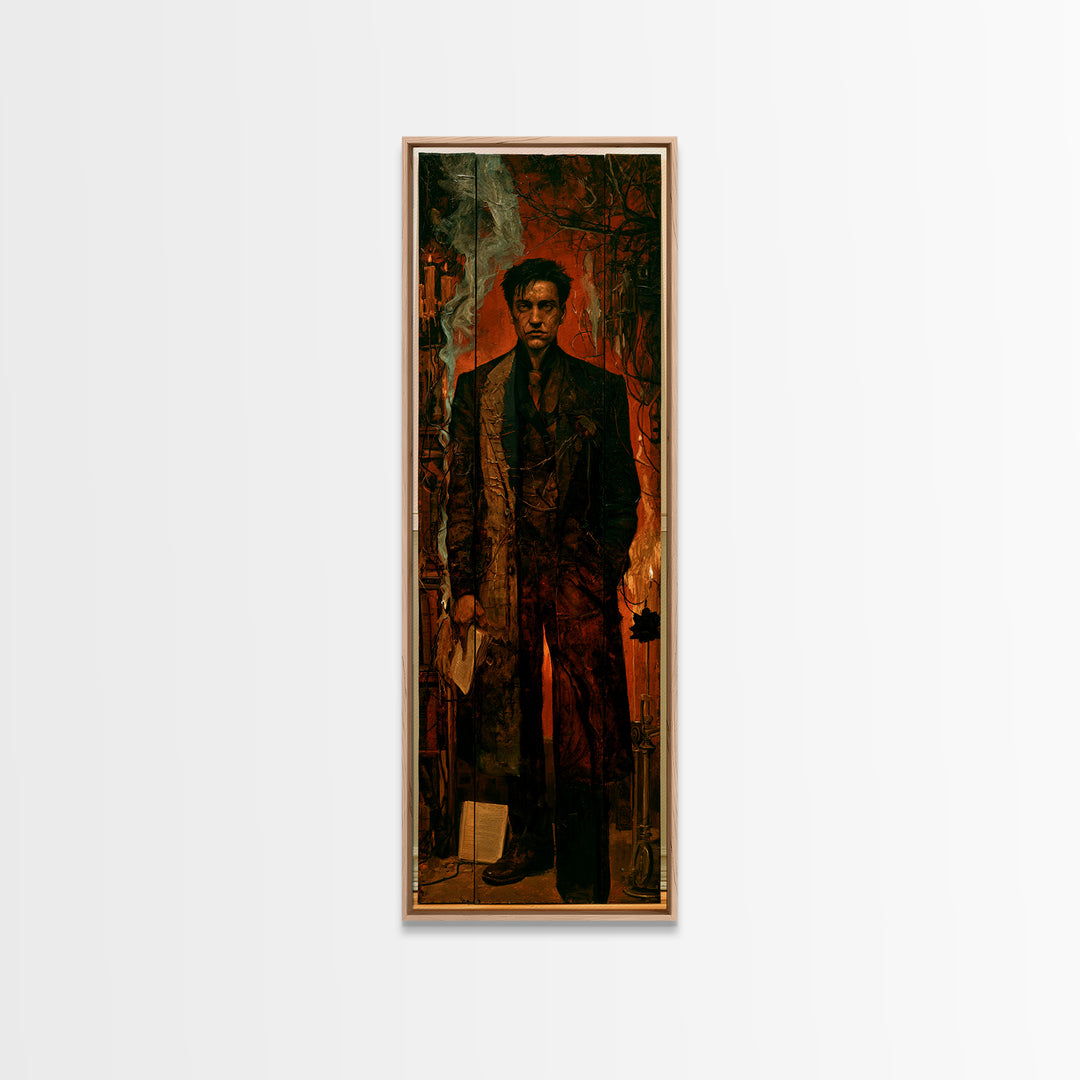 The Bolt-Browed Magistrate, Victorian Monster Portrait, Tall Narrow Canvas Print, Antique Style Decor, Classic Monster Art