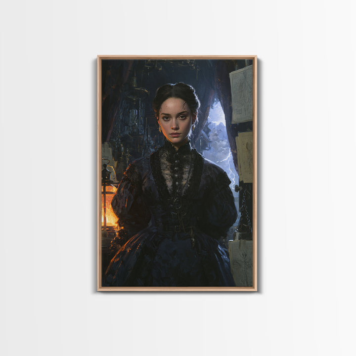 The Thunder Parlour Girl, Victorian Monster Portrait, Vertical Canvas Print, Macabre Home Decor, Canvas Print, Classic Monster Art