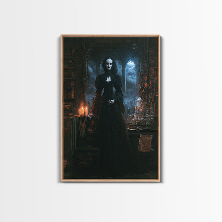 The Alabaster Creation, Victorian Monster Portrait, Vertical Canvas Print, Classic Halloween Decor, Spooky Season Decor, Classic Monster Art