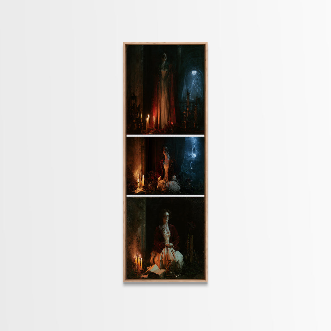 The Garden Experiment, Victorian Monster Portrait, Tall Narrow Canvas Print, Classic Halloween Decor, Classic Monster Art