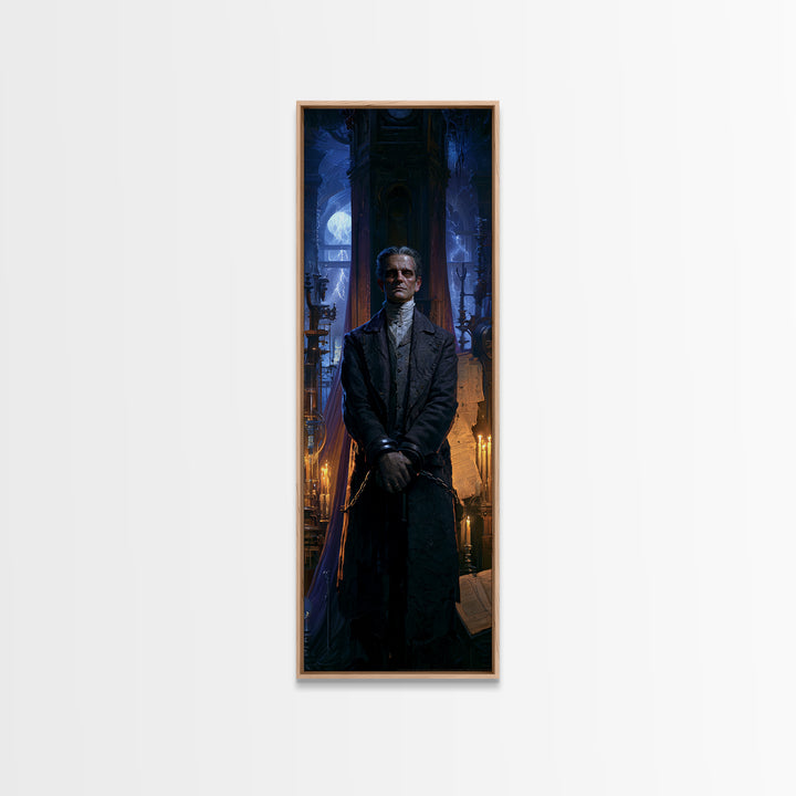 The Clocktower Patient, Victorian Monster Portrait, Tall Narrow Canvas Print, Antique Style Decor, Antique Horror Decor, Classic Monster Art