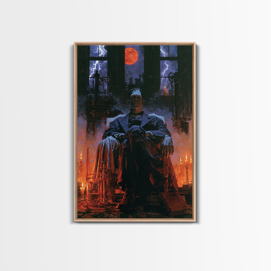 The Manor House Colossus, Victorian Monster Portrait, Vertical Canvas Print, Antique Style Decor, Classic Monster Art