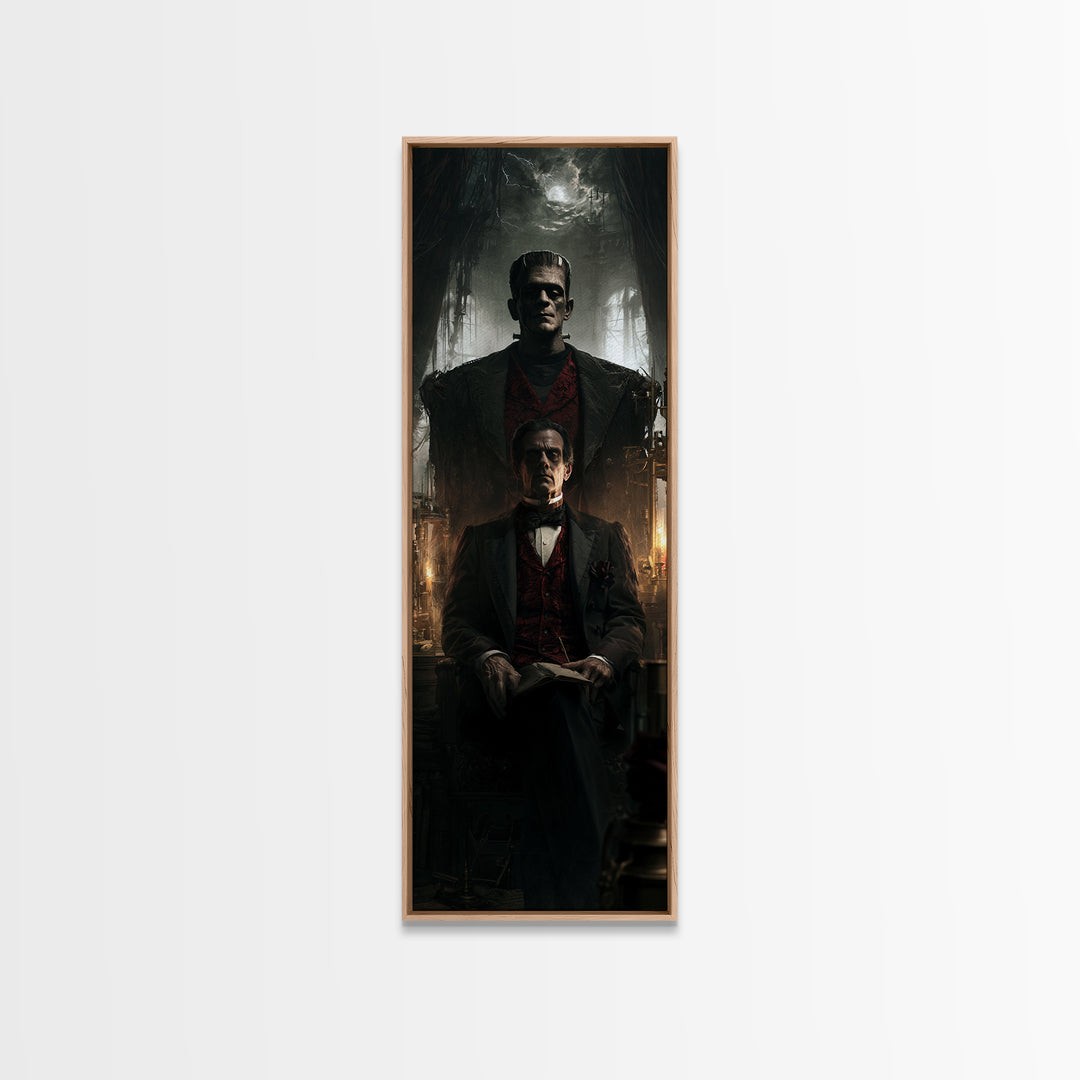 The Manor House Colossus, Victorian Monster Portrait, Tall Narrow Canvas Print, Macabre Home Decor, Classic Monster Art