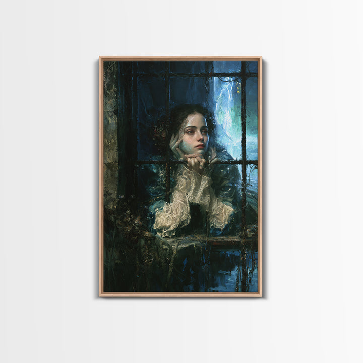 The Lagoon Bride, Victorian Creature Portrait, Vertical Canvas Print, Antique Style Decor, Gothic Wall Decor, Classic Monster Art
