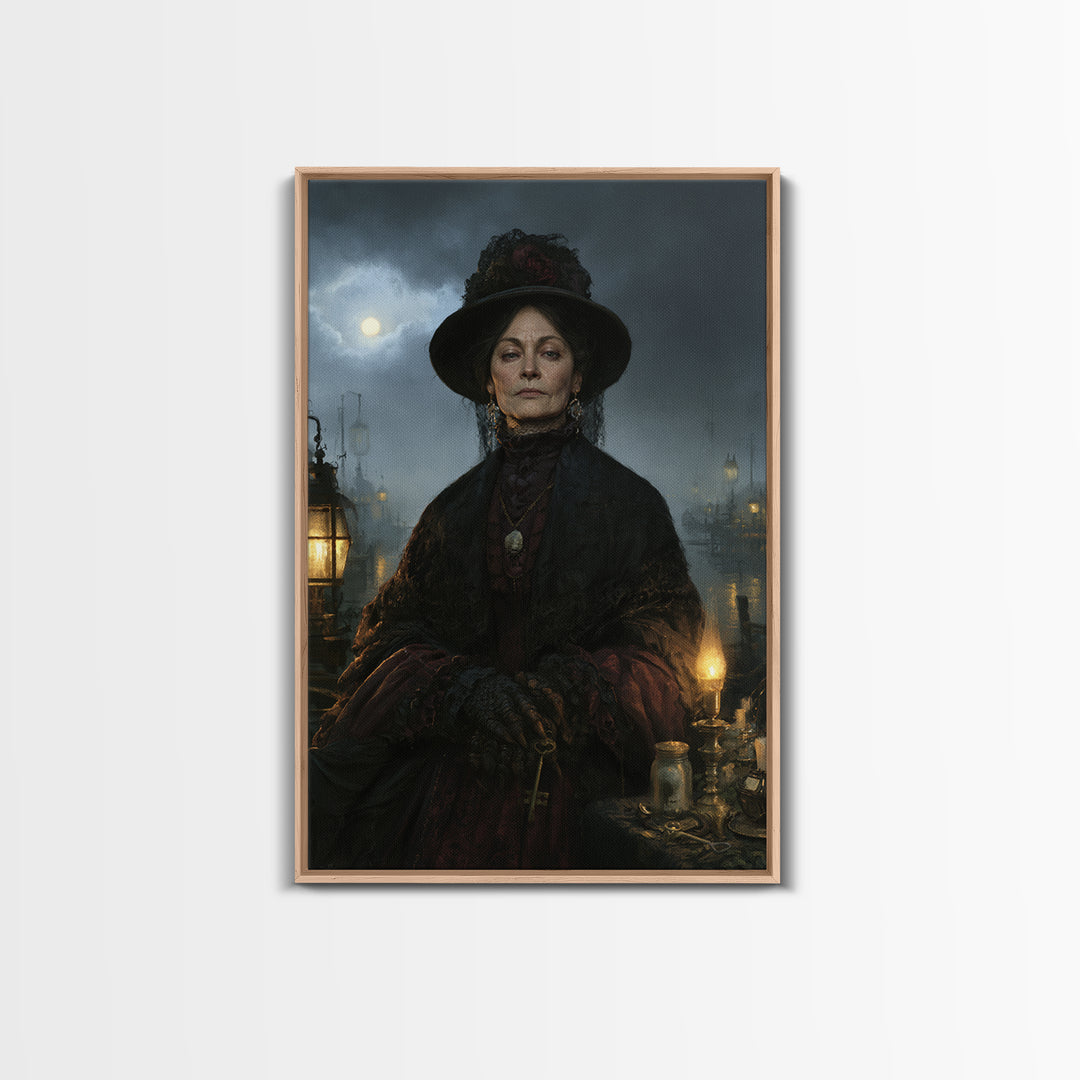 The Marsh Widow, Victorian Creature Portrait, Vertical Canvas Print, Dark Academia Decor, Gothic Wall Decor, Classic Monster Art