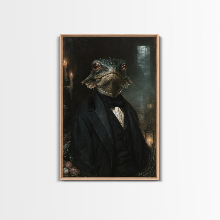 The Canal House Creature, Victorian Creature Portrait, Vertical Canvas Print, Dark Academia Decor, Antique Horror Decor, Classic Monster Art