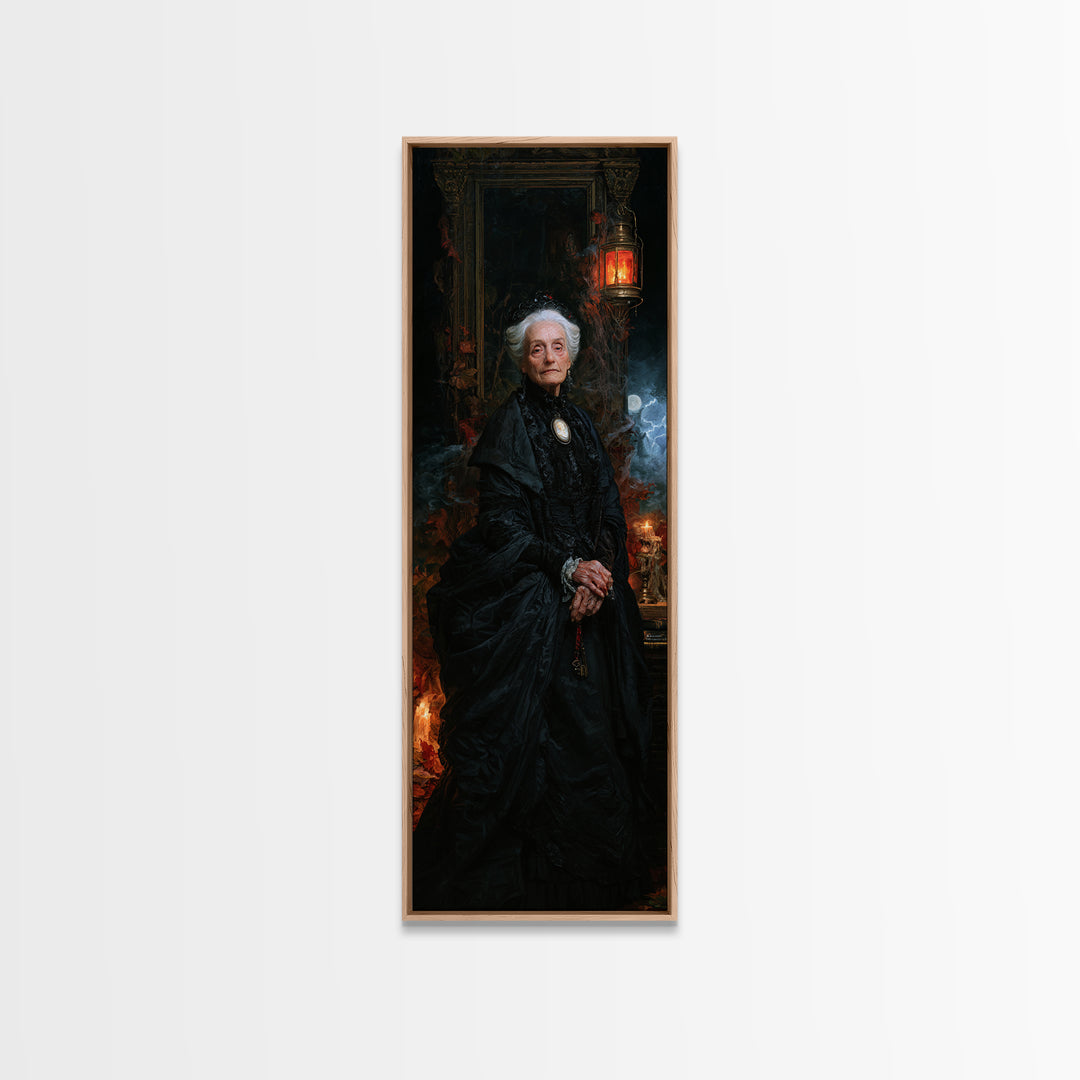 The Estuary Dowager, Victorian Creature Portrait, Tall Narrow Canvas Print, Gothic Home Decor, Gothic Wall Decor, Classic Monster Art