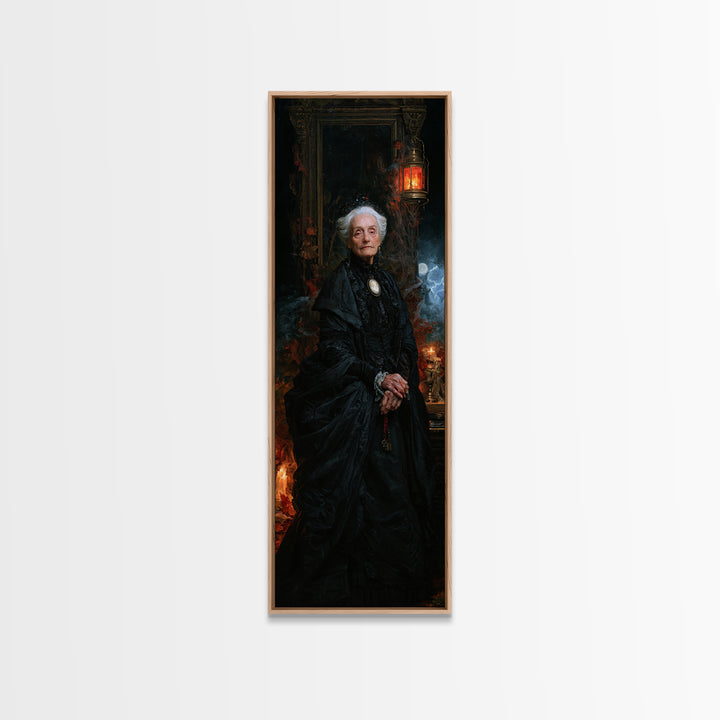 The Estuary Dowager, Victorian Creature Portrait, Tall Narrow Canvas Print, Gothic Home Decor, Gothic Wall Decor, Classic Monster Art