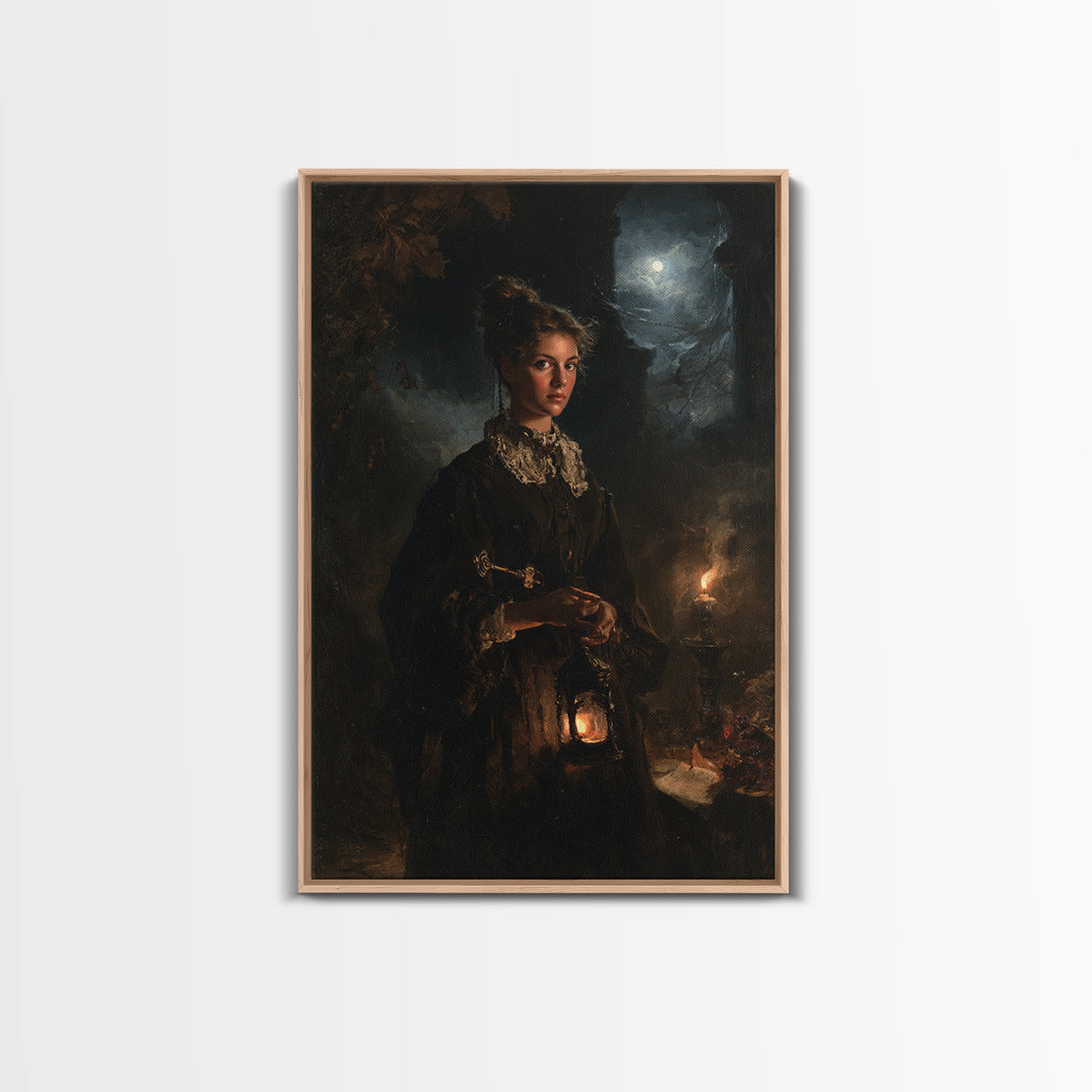 The Grave-Robber’s Daughter, Gothic Victorian Portrait, Vertical Canvas Print, Dark Academia Decor, Classic Monster Art