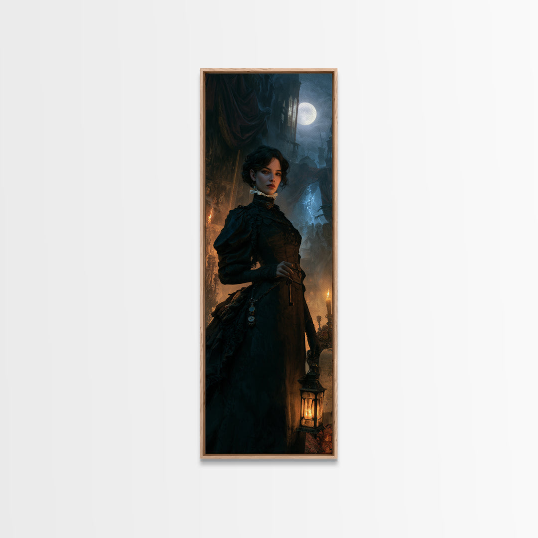 The Grave-Robber’s Daughter, Gothic Victorian Portrait, Tall Narrow Canvas Print, Macabre Home Decor, Classic Monster Art