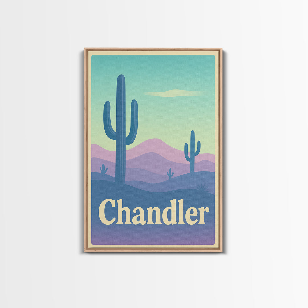 Chandler Travel Poster, Canvas Print, Pastel Retro Travel Art, Chandler Art Print, Mid Century Wall Art, Vintage City Poster, Art Print