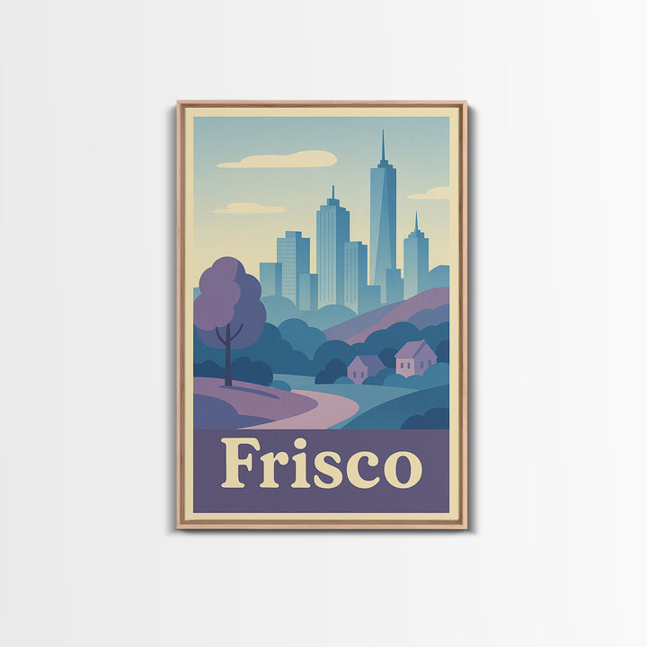 Frisco Travel Poster, Framed Canvas Print, Soft Vintage City Poster, Frisco Art Print, Travel Wall Art, Travel Poster Art, Poster Print