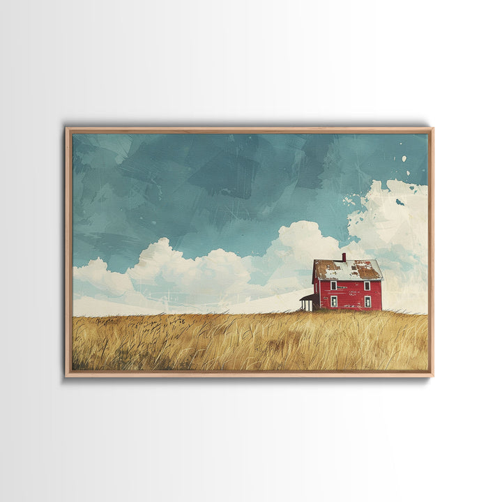 Scenic Landscape Painting Print Of An Abandoned Farm, Original Painting, Art Print, Wood Frame Wall Art, Rustic Decor, Farmhouse Art