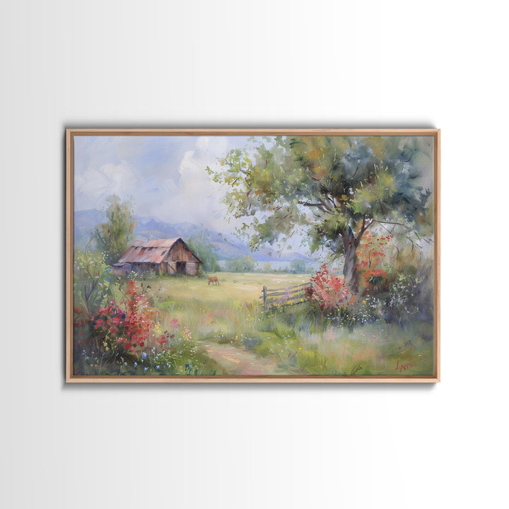 Primitive / Rustic Wall Art | Framed Canvas Print | Home Decor Gift | Housewarming Gift | Vintage Country Art | Minimalist Watercolor