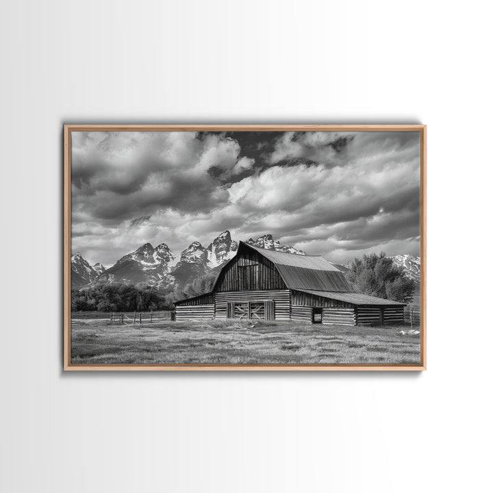 Old Barn Wall Art, Framed Canvas Print or Metal Art, Rustic Homestead Framed Canvas Art, Vintage Old Barn Black and White Wall Art