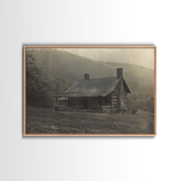 Cabin Wall Art Framed Canvas Print Or Metal Art Print, Pine Forest, Tin Type Photography Style Wall Art, Rustic Farmhouse / Western Decor