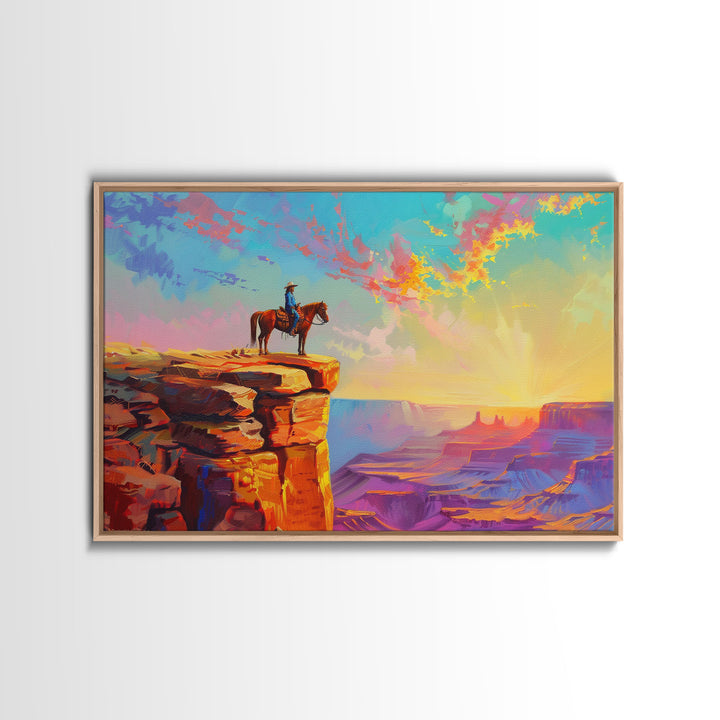 Framed Cowboy Art | 24x36 Wall Art | Equestrian Wall Decor | Western Decor | Southwestern Art | | Retro Wild West | Farmhouse Wall Art