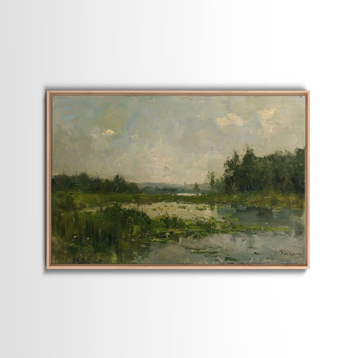 By The Water - Framed Canvas Print, English Landscape, Painting Print On Canvas Or Metal, Living Room Decor