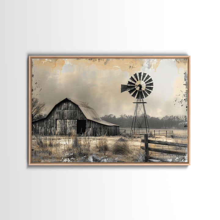 Minimalist Farmhouse Barn Wall Art Canvas Print Painting Metal Art Vintage Decor Country Art Frame Art Rustic Primitive Art Old Barn