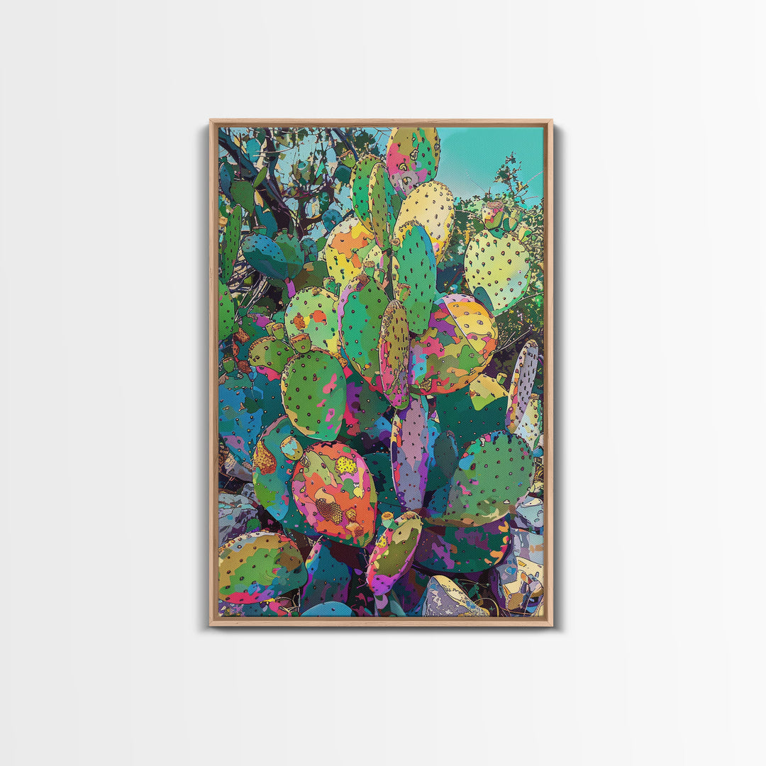 paintings of prickly pear cactus Vibrant Prickly Pear Cactus in Abstract Style