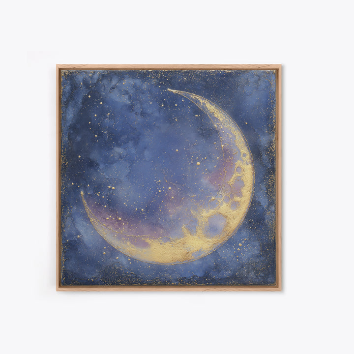 Celestial Moon and Stars Artwork Canvas Print, Wall Art, Digital Print, Living Room Decor, Fine Art, Luxury Decor, WAL-1x1-14