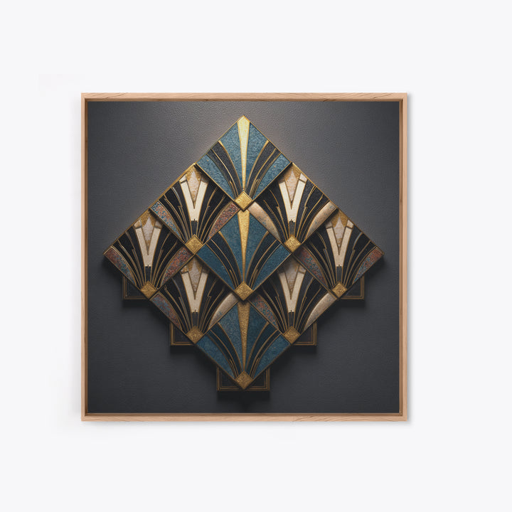 Art Deco Gold Fan Pattern Canvas Print, Wall Art, Painting, Living Room Decor, Fine Art, Wall Hanging, Home Decor Gift, WAL-1x1-20
