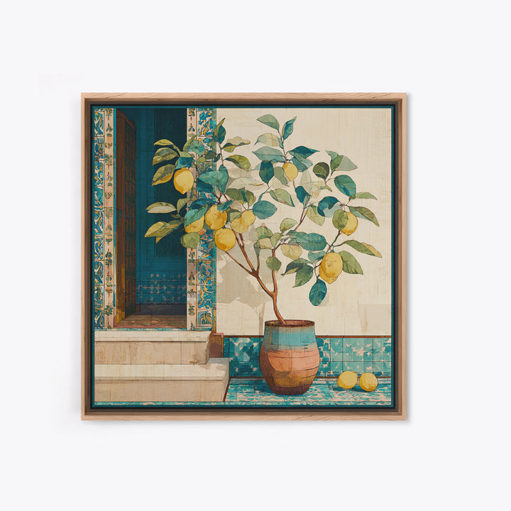 Mediterranean Lemon Branch Still Life Canvas Print, Wall Art, Framed Wall Art, Living Room Decor, Fine Art, Fine Art Print, WAL-1x1-22