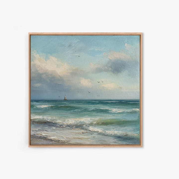 Classic Seascape with Dramatic Clouds Canvas Print, Wall Art, Statement Artwork, Living Room Decor, Fine Art, WAL-1x1-75