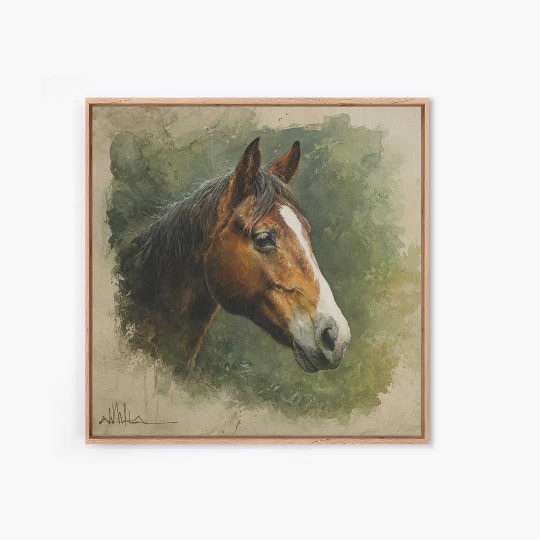 Wild Horse Portrait Canvas Print, Wall Art, Minimalist Decor, Living Room Decor, Fine Art, Wall Art Prints, Mid Century Modern, WAL-1x1-85