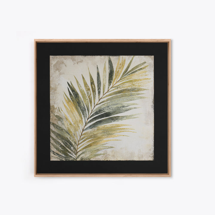 Tropical Palm Leaf Painting Framed Canvas Print, Wall Art, Minimalist Decor, Living Room Decor, Oil Painting, WAL-1x1-88