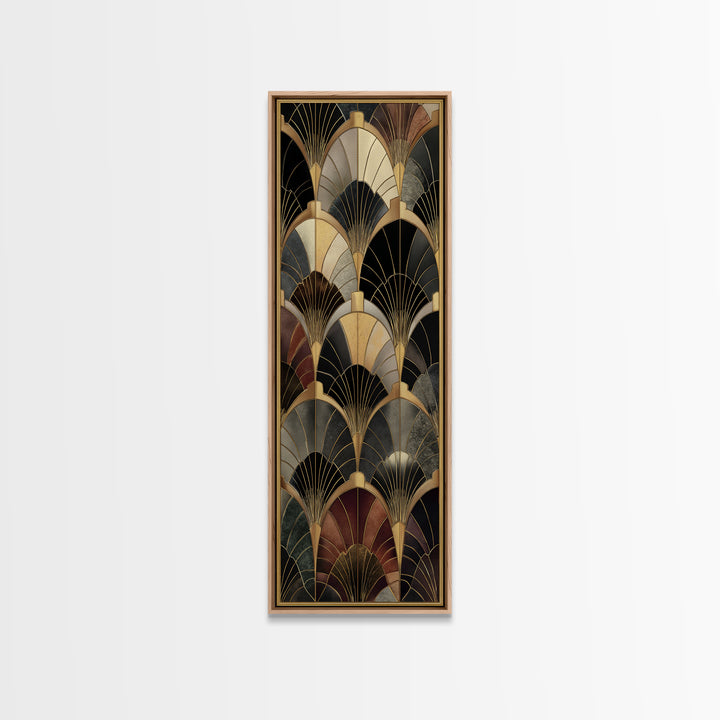 Art Deco Gold Fan Pattern Canvas Print, Wall Art, Painting, Living Room Decor, Fine Art, Wall Hanging, Home Decor Gift, WAL-1x3-32