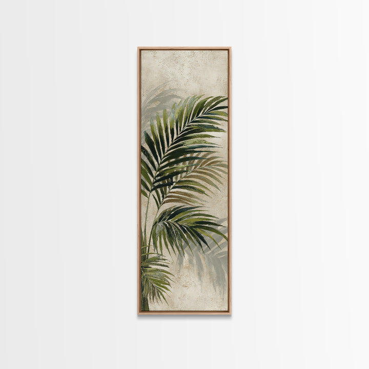Tropical Palm Leaf Painting Framed Canvas Print, Wall Art, Minimalist Decor, Living Room Decor, Oil Painting, WAL-1x3-4