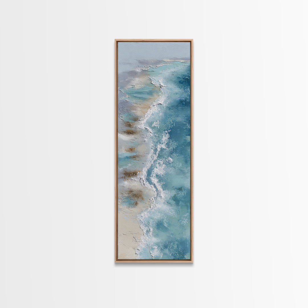 Coastal Aerial Water Study Framed Canvas Print, Wall Art, Home Decor Gift, Living Room Decor, Fine Art, Neutral Decor, WAL-1x3-47