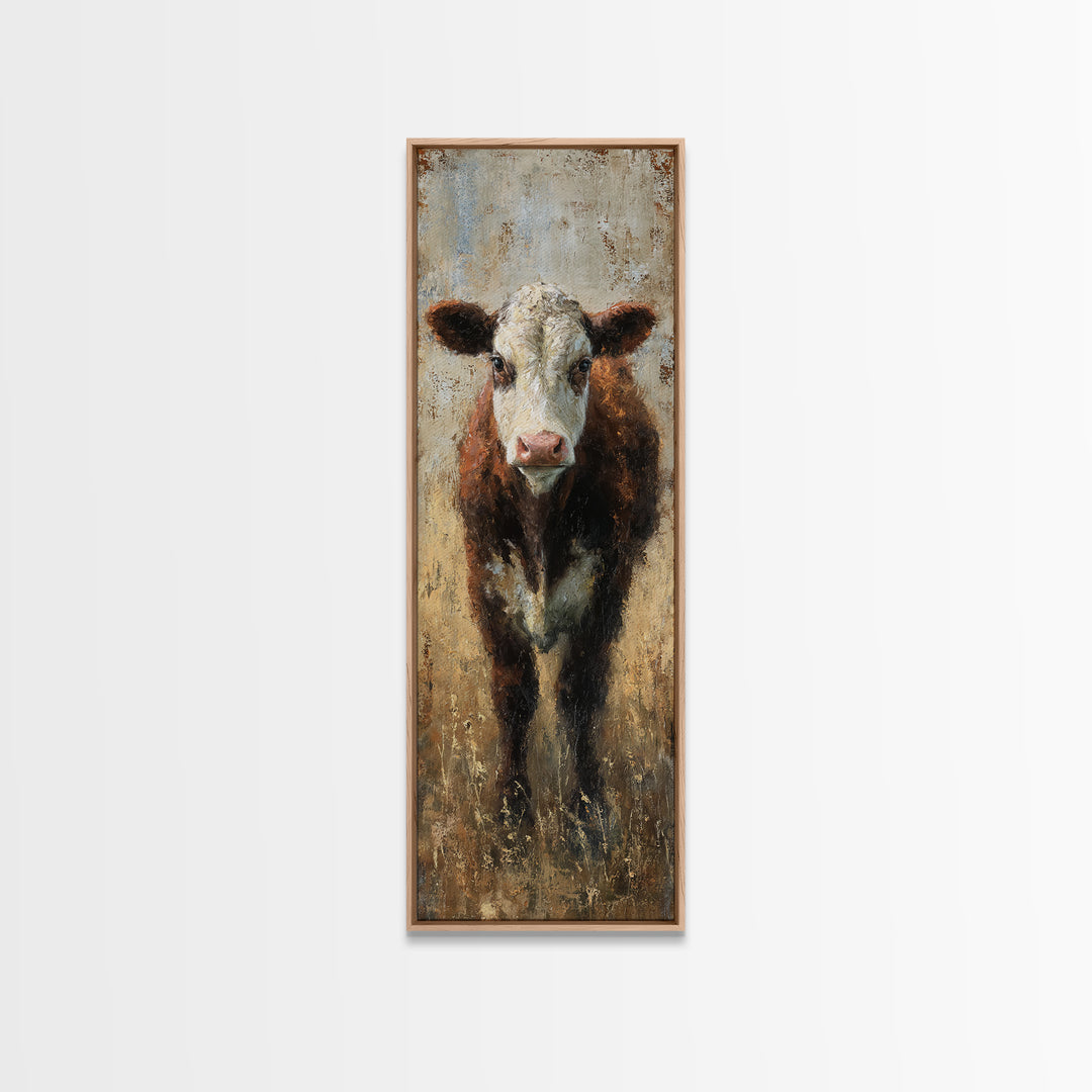 Rustic Farmhouse Cow Portrait Canvas Print, Wall Art, Framed Wall Art, Living Room Decor, Fine Art, Fine Art Print, WAL-1x3-55