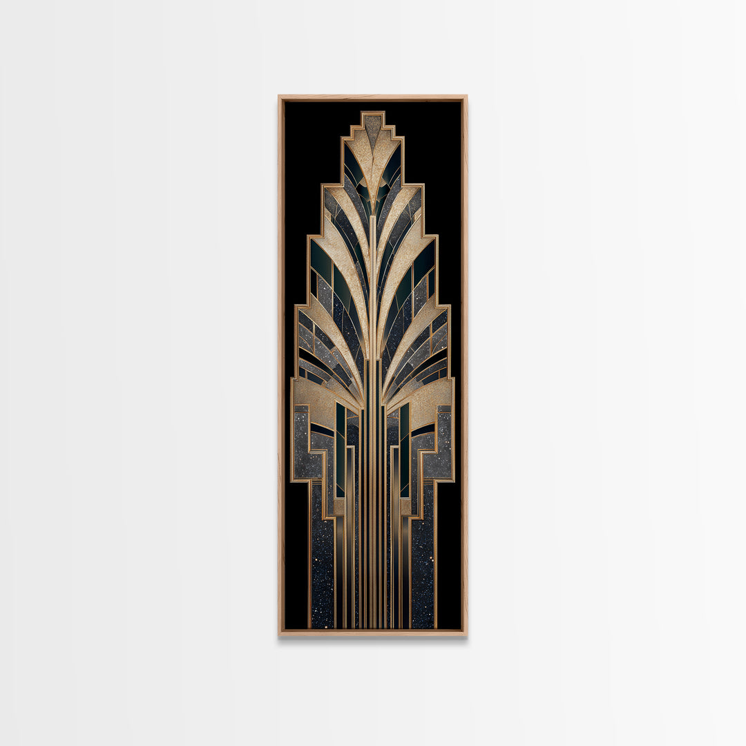 Art Deco Gold Fan Pattern Canvas Print, Wall Art, Large Wall Art, Living Room Decor, Fine Art, Abstract Wall Art, WAL-1x3-56