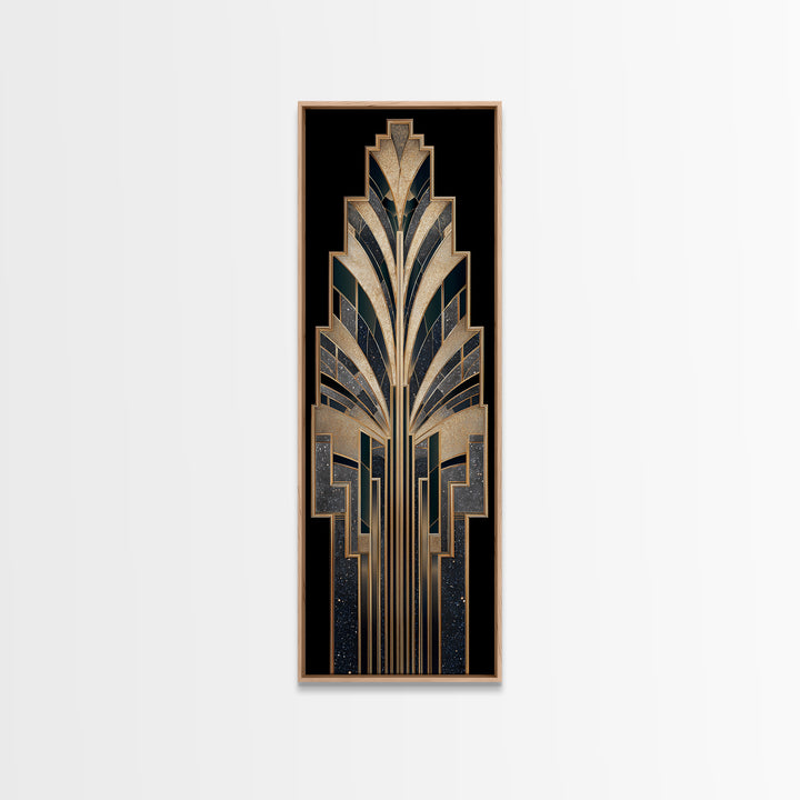 Art Deco Gold Fan Pattern Canvas Print, Wall Art, Large Wall Art, Living Room Decor, Fine Art, Abstract Wall Art, WAL-1x3-56