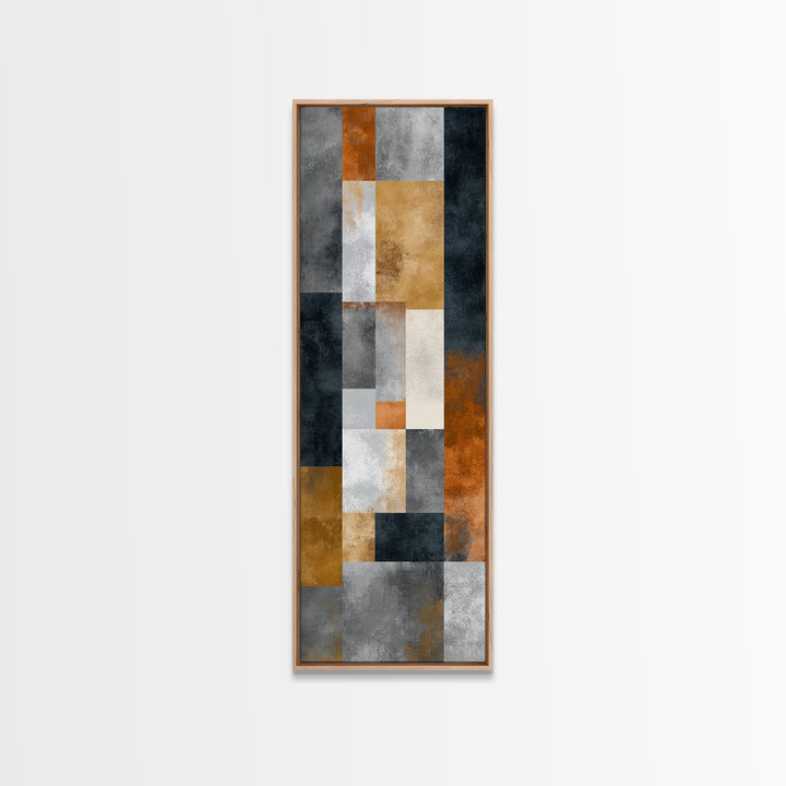 Modern Geometric Composition for Living Spaces Framed Canvas Print, Wall Art, Wall Hanging, Living Room Decor, Abstract Art, WAL-1x3-64