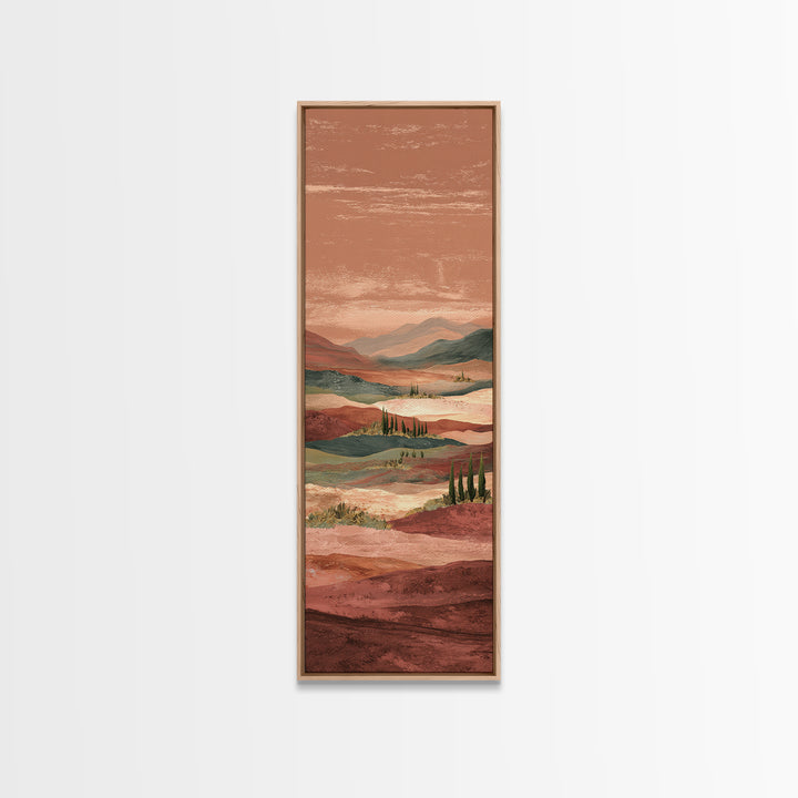 Desert Landscape in Warm Terracotta Tones Canvas Print, Wall Art, Abstract Wall Art, Living Room Decor, Watercolor Art, WAL-1x3-67