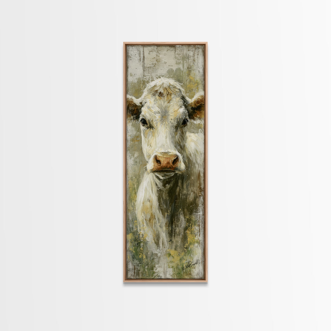 Rustic Farmhouse Cow Portrait Canvas Print, Wall Art, Canvas, Living Room Decor, Oil Painting, Canvas Wall Art, WAL-1x3-7