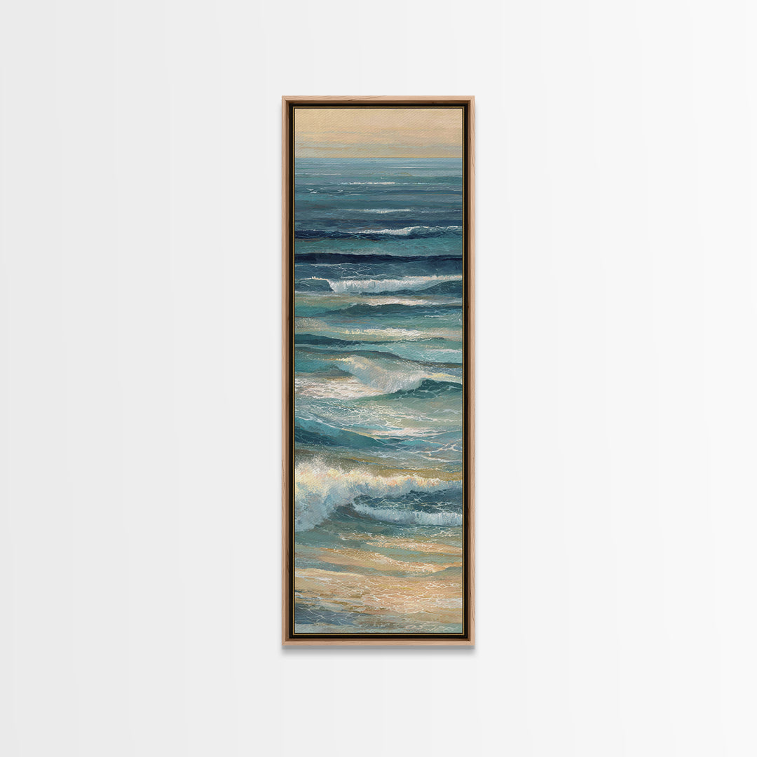Coastal Aerial Water Study Framed Canvas Print, Wall Art, Gallery Decor, Living Room Decor, Fine Art, Home Decor, WAL-1x3-71