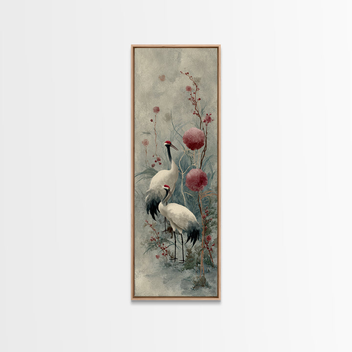 Monochrome Ink Crane Composition Framed Canvas Print, Wall Art, Art Deco, Living Room Decor, Fine Art, Abstract Wall Art, WAL-1x3-84